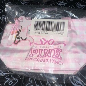 Love shack fancy x PINK Victoria's Secret mini tote bag with dog tag! New!
